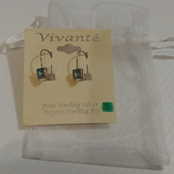 NWT Stirling Silver Drop Earrings with Blue Stones - Picture 2 of 5